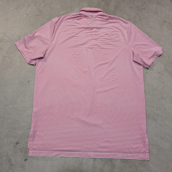 RLX Performance Golf Polo Mens L Red White Striped Society Of Seniors - Picture 4 of 6